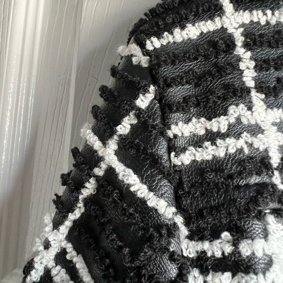 KUT from the Kloth Tweed Plaid Faux Leather Moto Jacket Women's Medium - Picture 8 of 12